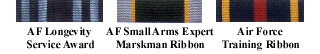 Air Force Longevity; Small Arms Expert Marksmanship; AF Training Ribbon