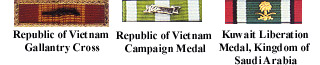 RVN Gallantry Cross with Palm; Republic of Vietnam Campaign; Kuwait Liberation, Kingdom of Saudia Arabia