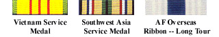 Vietnam Service; Southwest Asia Service; Air Force Overseas Ribbon Long