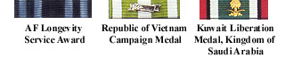 Air Force Longevity; Republic of Vietnam Campaign; Kuwait Liberation Medal, Kingdom of Saudi Arabia